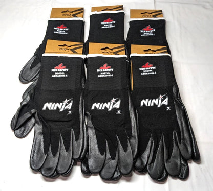 MCR SAFETY Work Gloves Ninja Max Size Large Nitrile-Coated Nylon *6 PACK*  N9674