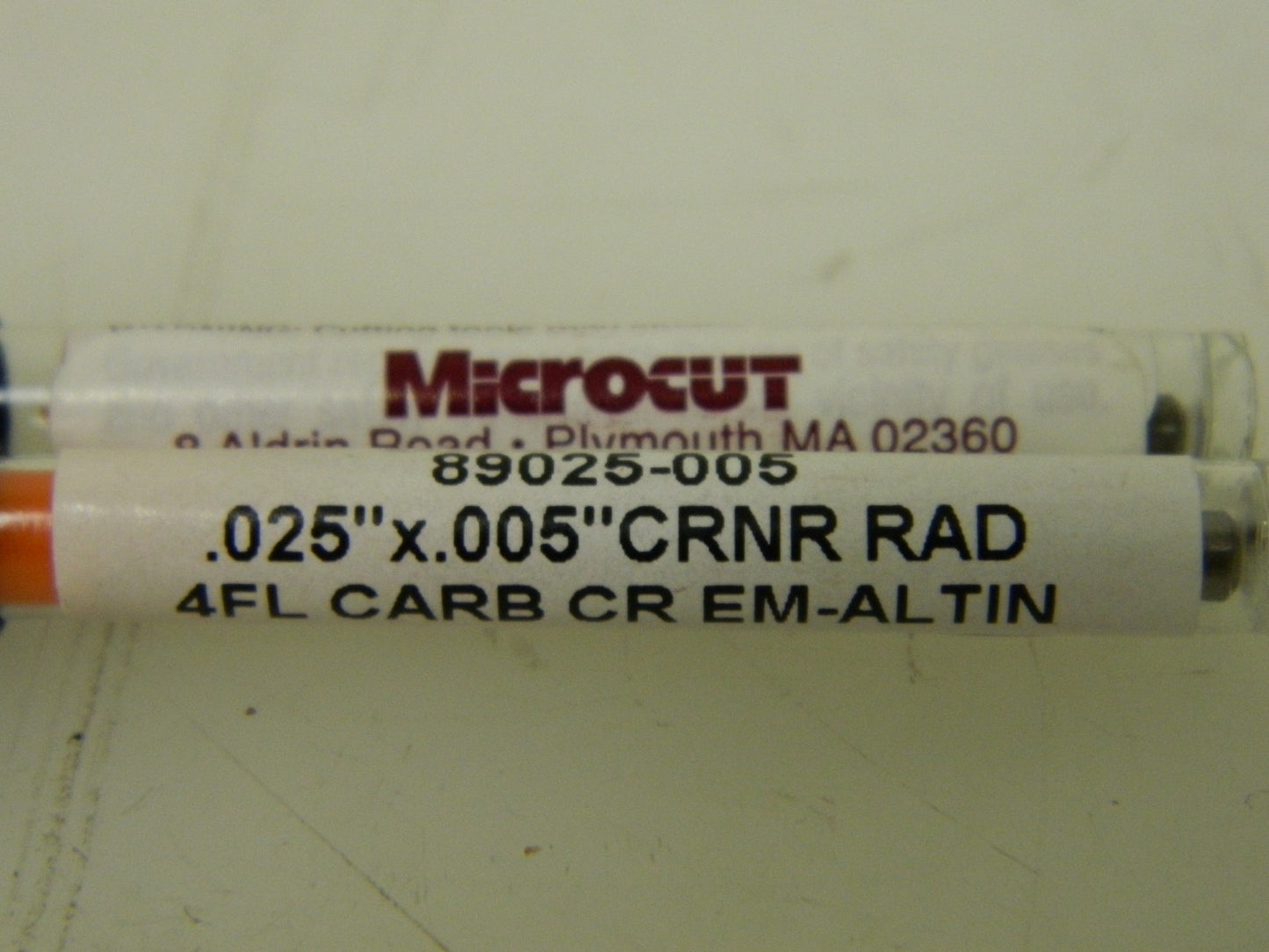 Microcut Corner Radius End Mills  4 FL .025" Cut Diam 1/8" Shank QTY 6