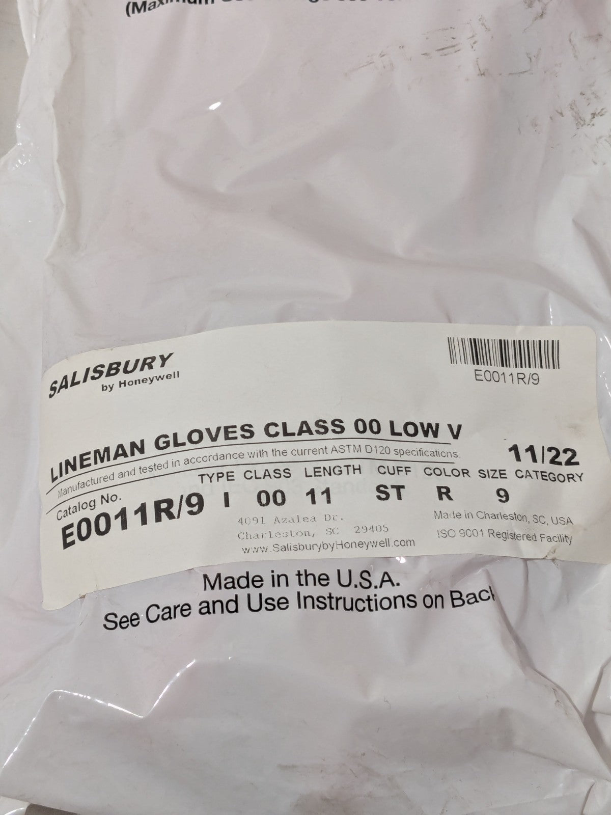 Honeywell Rubber Linesman Gloves: Class 00, Size Large, 11" Long E0011R9