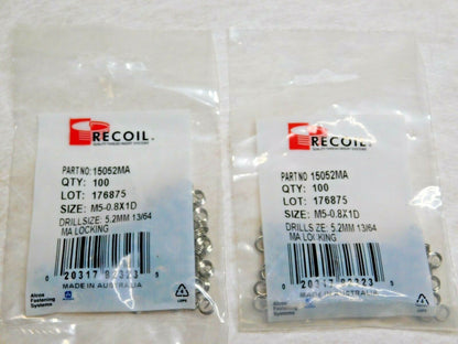Recoil Stainless Steel Screw Locking Inserts M5x0.8x1D Qty 200 15052MA