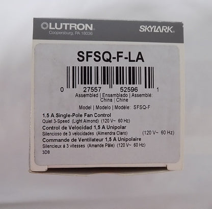 Lutron SFSQ-F-LA Skylark Slide-to-Off 3-Speed Fan Control Light Almond