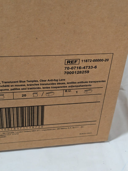 (20) 3M Safety Glasses, Anti-Fog Scratch-Resistant Polycarbonate 7000128259