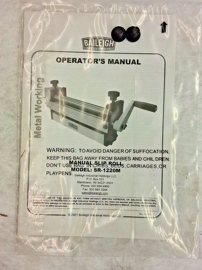Baileigh Manual Bench Slip Roll 12" Max Forming Width 1007290
