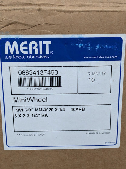 Merit Mounted Flap Wheel: 3" Dia, 2" Face Width, 40G, AO Box of 10 088