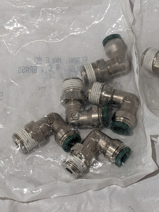PARKER Push-to-Connect Tube x MNPT x Tube x Male Fitting: 3/8" OD Qty 5 12549
