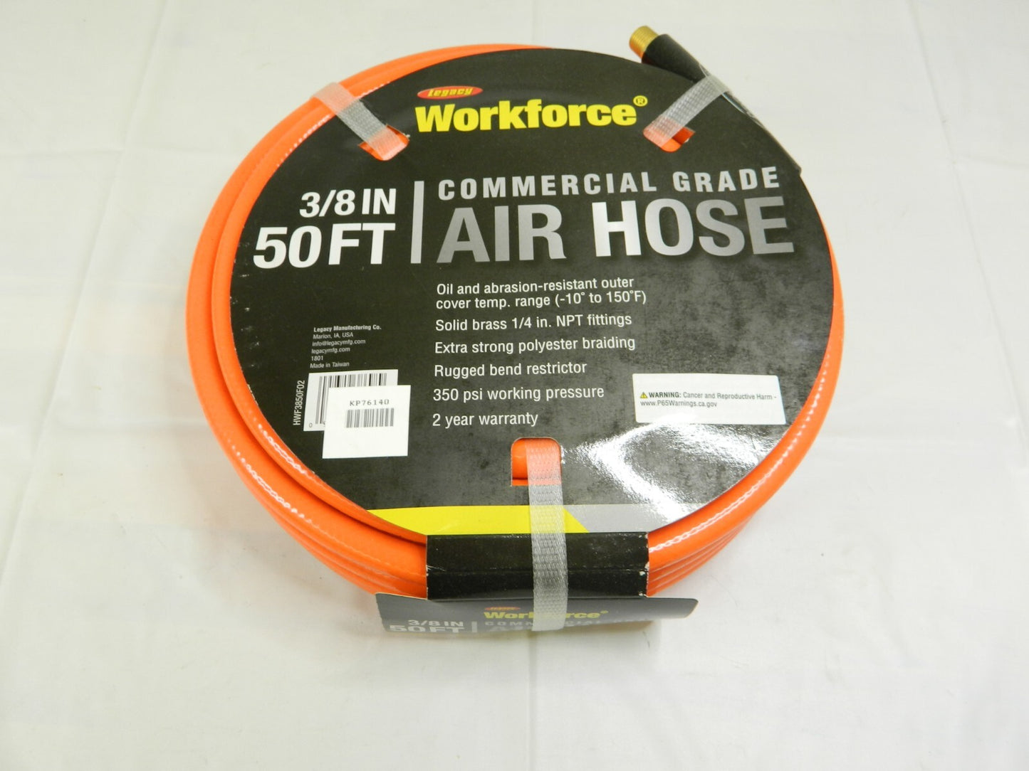 Legacy Workforce Commercial Grade Air Hose 3/8  50  Long Orange PVC HWF3850FO2