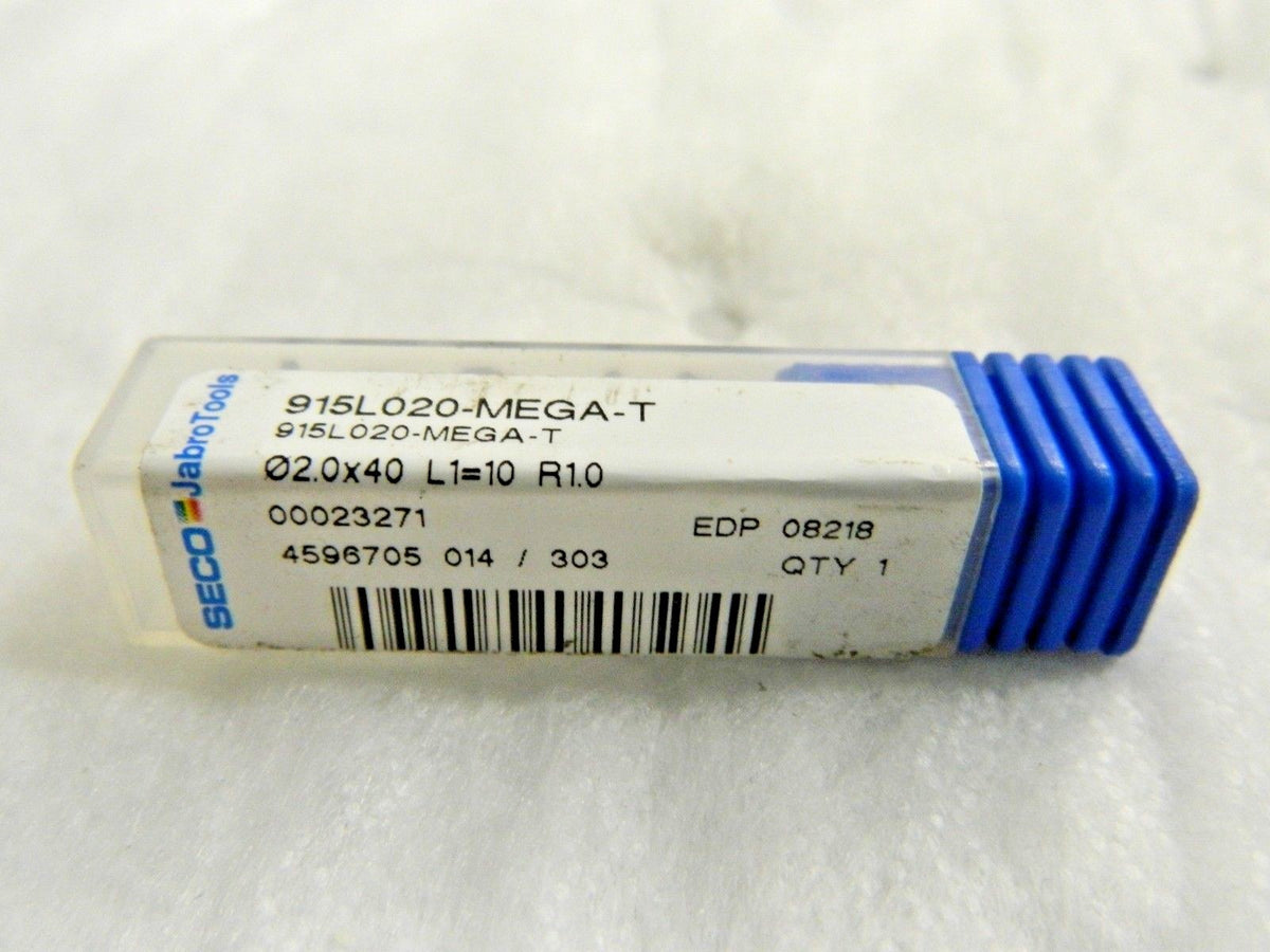 Seco Carbide Ball End Mill 2mm Diam x 40.00mm OAL 2FL 915L020-MEGA-T 08218