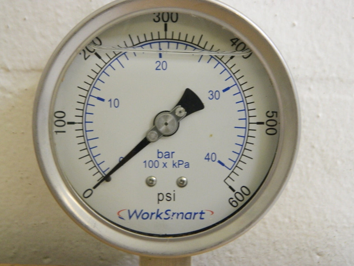Work Smart Pressure Gauge 4" Dial 1/4 Thread 0-600 Scale Range WS-PE-GAGE-217