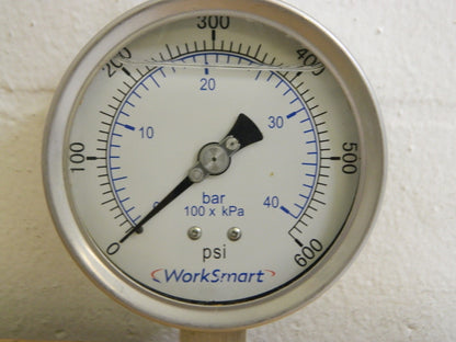 Work Smart Pressure Gauge 4" Dial 1/4 Thread 0-600 Scale Range WS-PE-GAGE-217