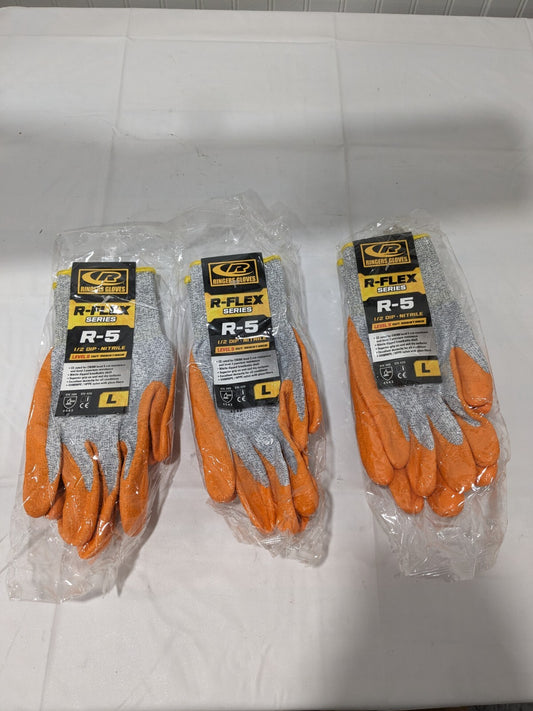 Ringers Gloves: R045, Size Large, ANSI Cut A3, Nitrile, HPPE Qty 3 Pairs 045-09