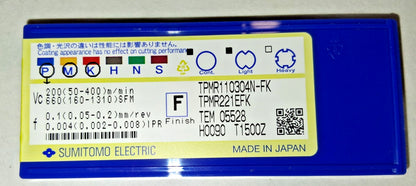 Sumitomo Turning Insert TPMR221EFK-T1500Z Cermet 10pcs 194A464