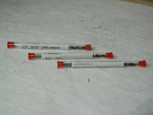 Dreamer Cutting Tool HSS Combo Drill Reamer #20 .1610" Qty 3 DMR1610JLHXX