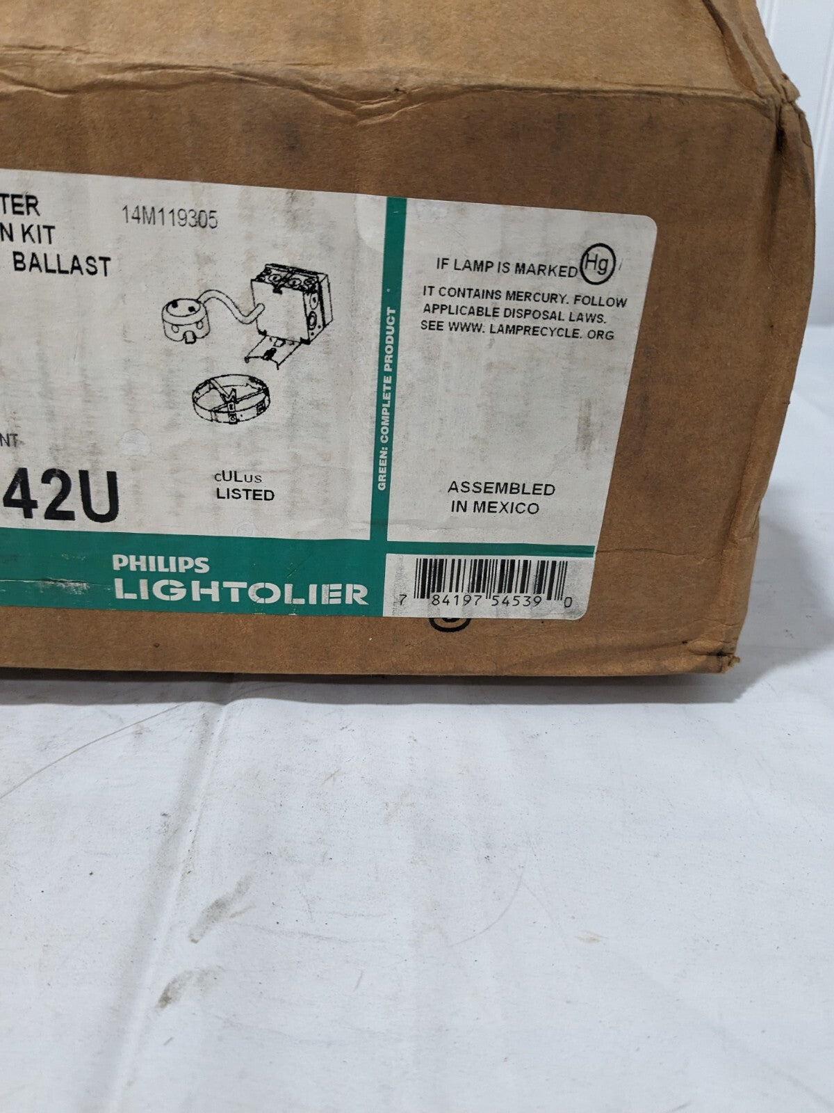LIGHTOLIER Non-IC Housing, Frame-In Kit, Compact Fluorescent, 6-3/4" 1101FR2642U