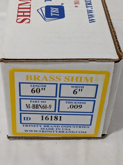 TBI Shim Stock: 0.009'' Thick, 60'' Long, 6" Wide, 260 Alloy Brass M-BBN60-9