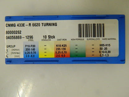 Swarf Carbide Turning Inserts 10 Pack CNMG433E-R 6620 80000262