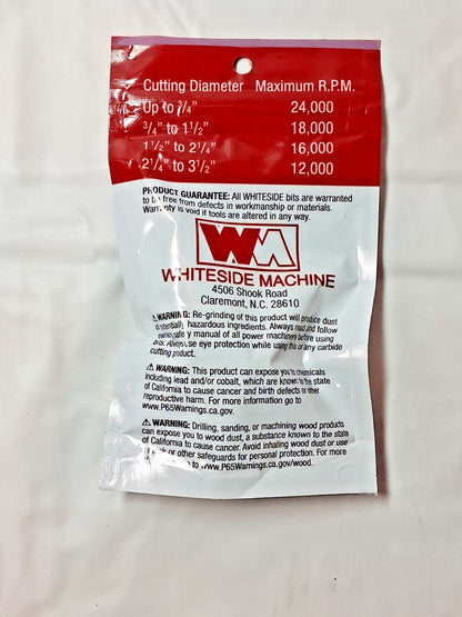 Whiteside 1/4 R 1/2 SH 1-1/8 DIA Roundover Edge Trim Router Bit 1 PC 2072