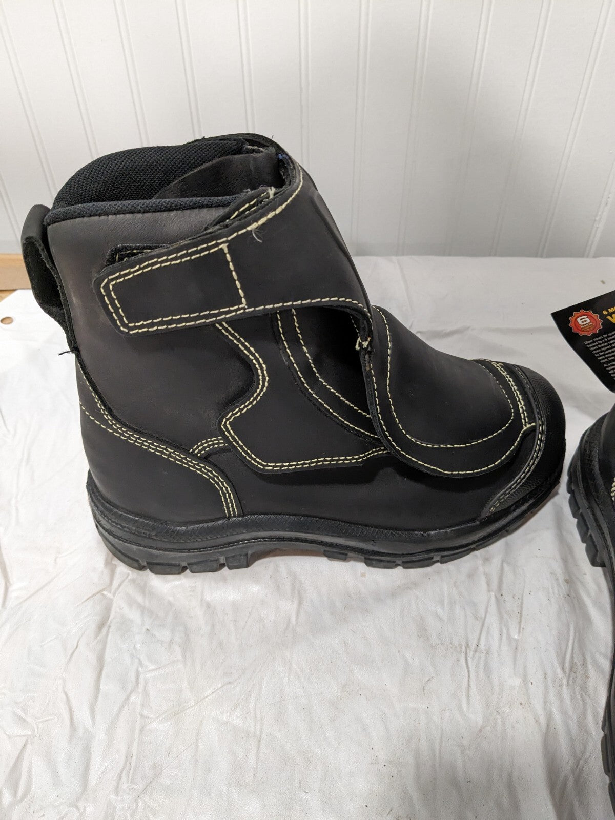 OLIVER Work Shoe: Size 7.5, 6" High, Leather, Steel Toe 25299BLK075