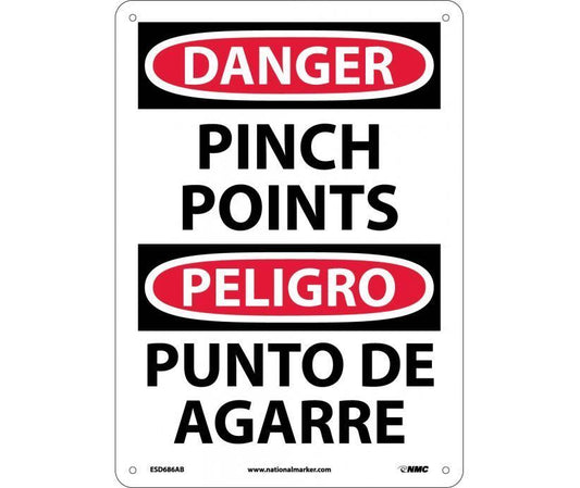 National Marker Danger Pinch Points Signs Qty 5  Bilingual ESD686AB