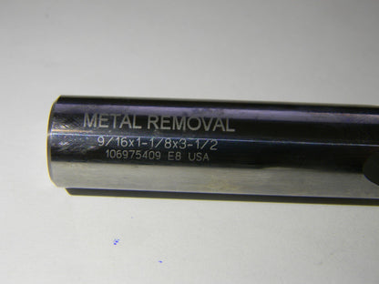 Metal Removal  9/16" x 9/16" x 1-1/8" x 3-1/2" 3F Carbide Single End Mill M32251