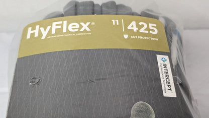 12 PAIRS Ansell HyFlex Abrasion-Resistant Gloves Gray/White Size 11 11-425-11
