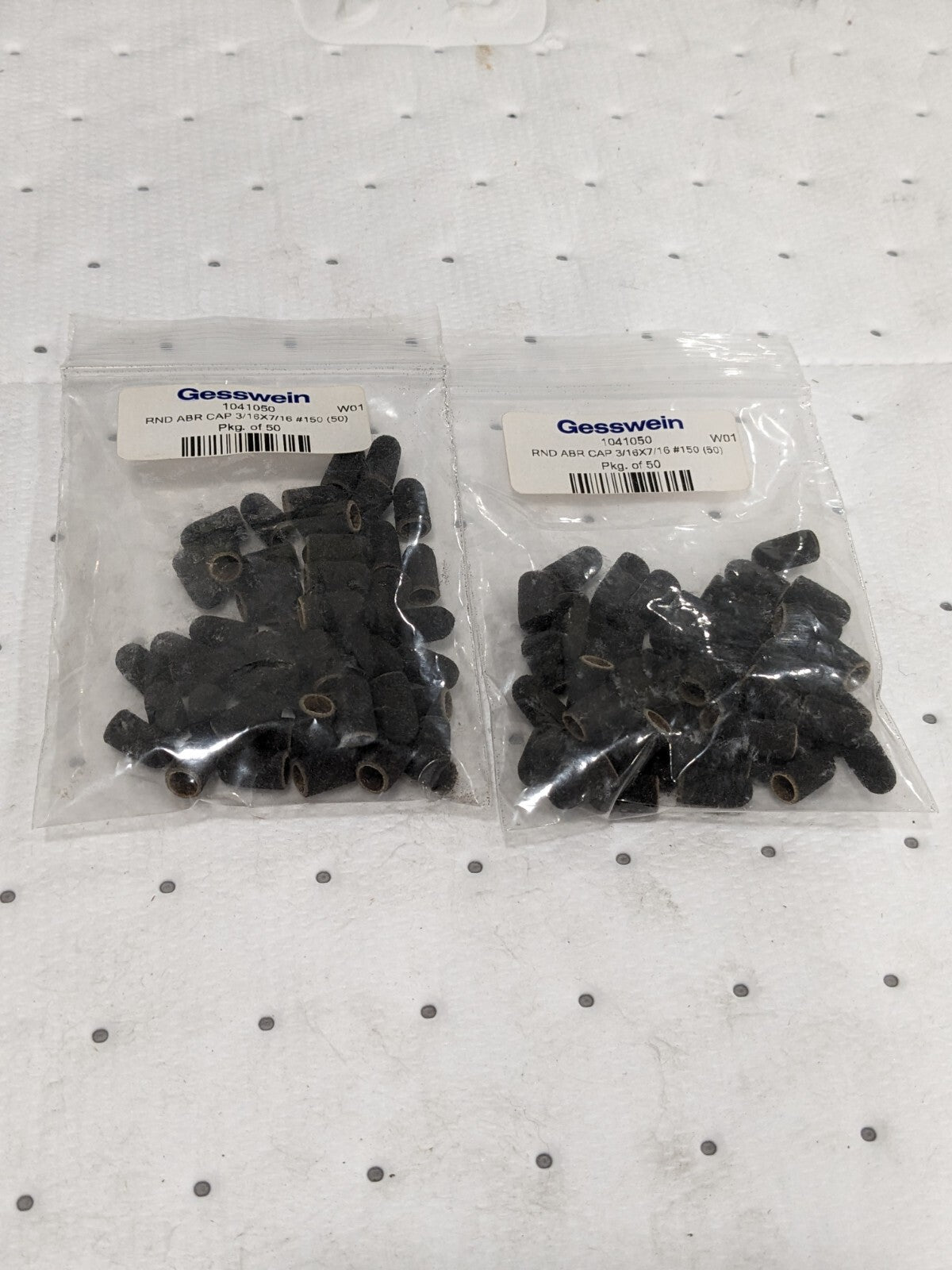 Gesswein Abrasive Caps - Round Top 3/16" x 7/16", 150 Grit Qty 100 1041050