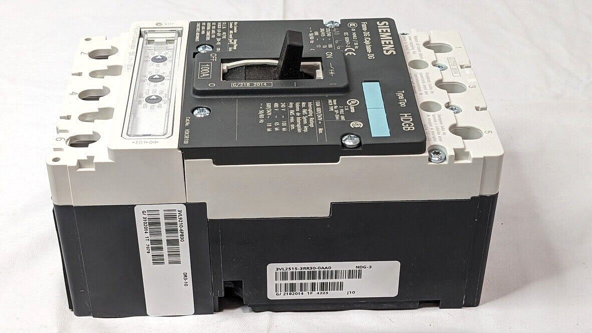 Siemens HDK3R100L VL Series 100A Circuit Breaker 3 Pole 600V ETU5-LI W/Trip Lugs