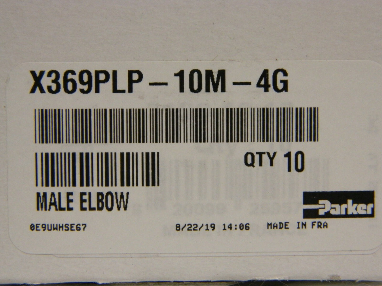 Parker Male Elbow 90° Push-to-Connect Instant Pneumatic Fit Qty 10 369PLP-10M-4G