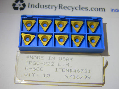 Made in USA TPGC-222 L.H C-6GC Carbide Inserts QTY. 10