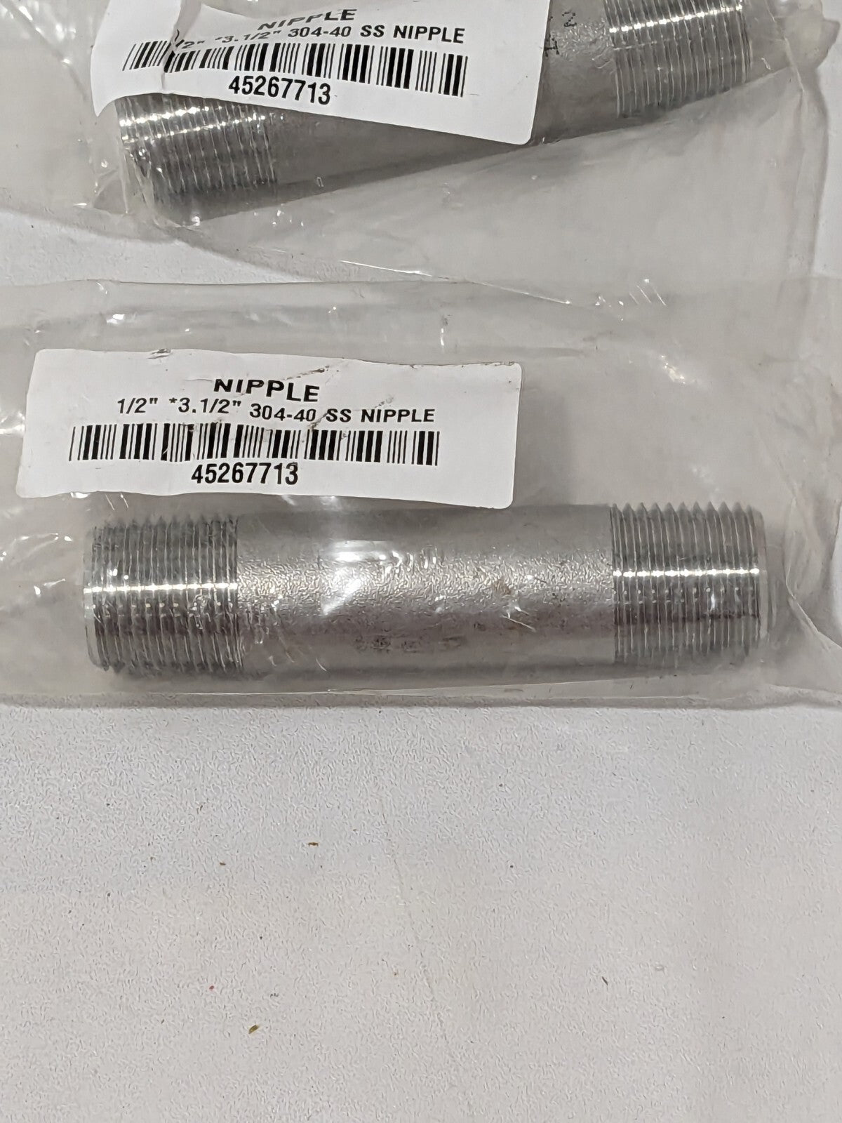 Stainless Steel Pipe Nipple: 1/2" Pipe, Grade 304 & 304L Qty 4 45267713