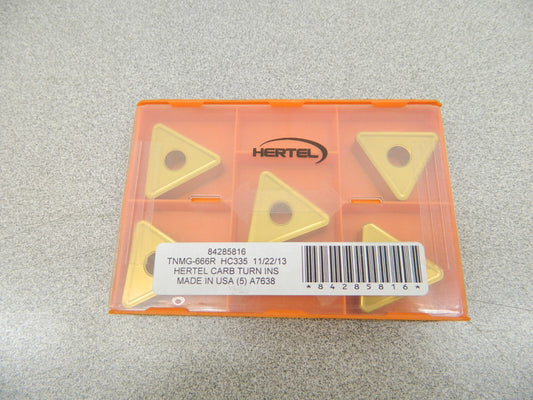 HERTEL Turning Insert: TNMG666R HC335, Solid Carbide Qty 5 84285816