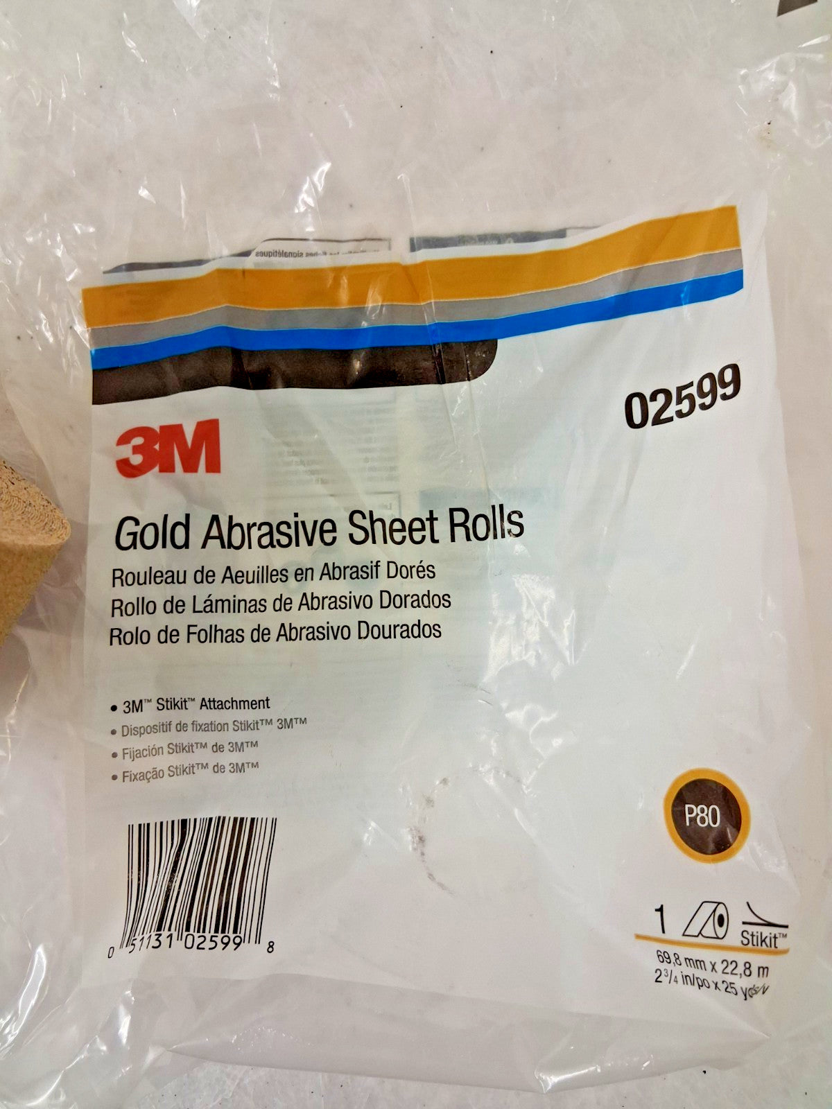 3M Gold Abrasive Sheet Roll 2-3/4" x 25yd Long 02599