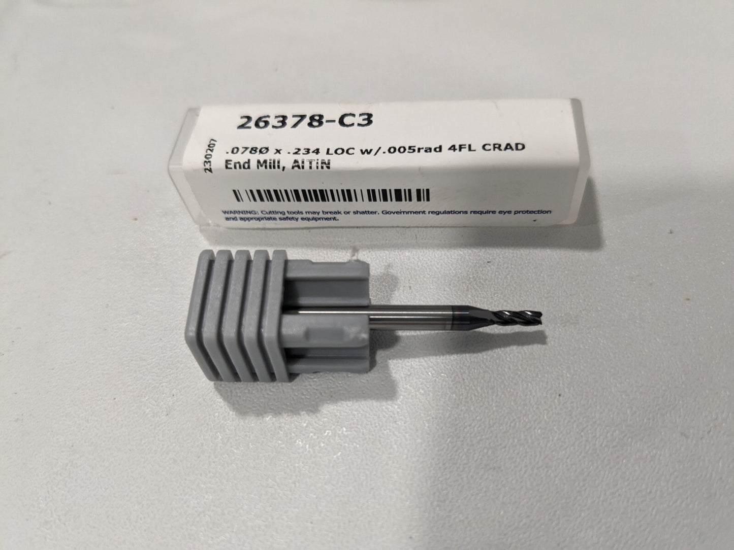 HARVEY TOOL Corner Radius End Mill 0.0780" Dia 4 Fl Solid Carbide 26378-C3