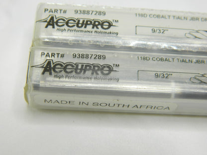 ACCUPRO Jobber Length Drill Bit: 9/32" Dia, 118 °, Cobalt Qty 2 93887289