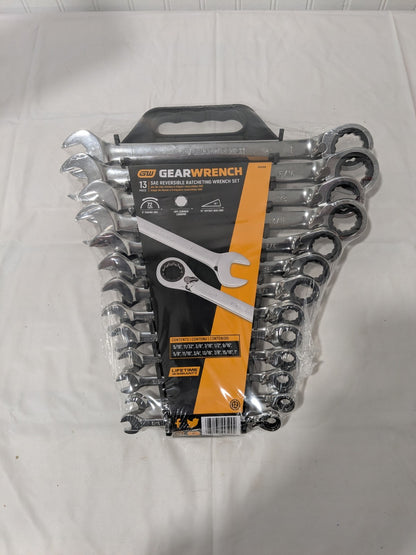 GEARWRENCH Combination Wrench Set: 13 Pc, 5/16 to 1" Wrench, 15º Angle 9509N