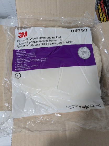 3M 9" Dia Wool Buffing & Backing Pad Box of 6 7100145347
