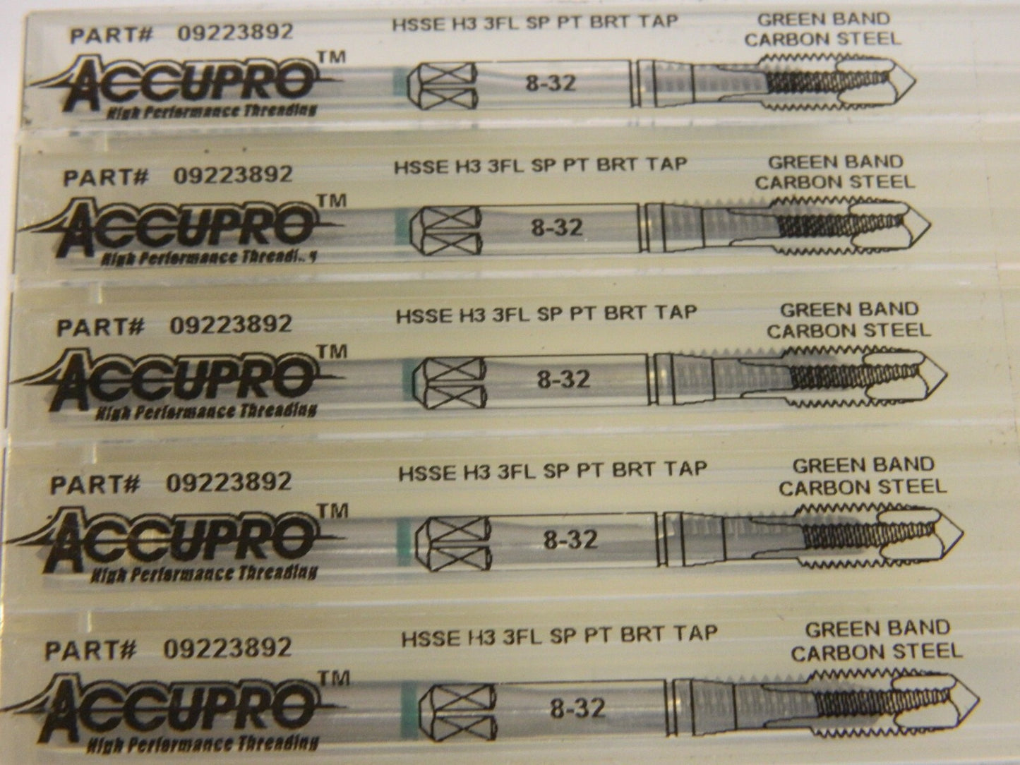 Accupro #8-32 UNC H3 3 FL HSS  Spiral Point Tap QTY 5 09223892