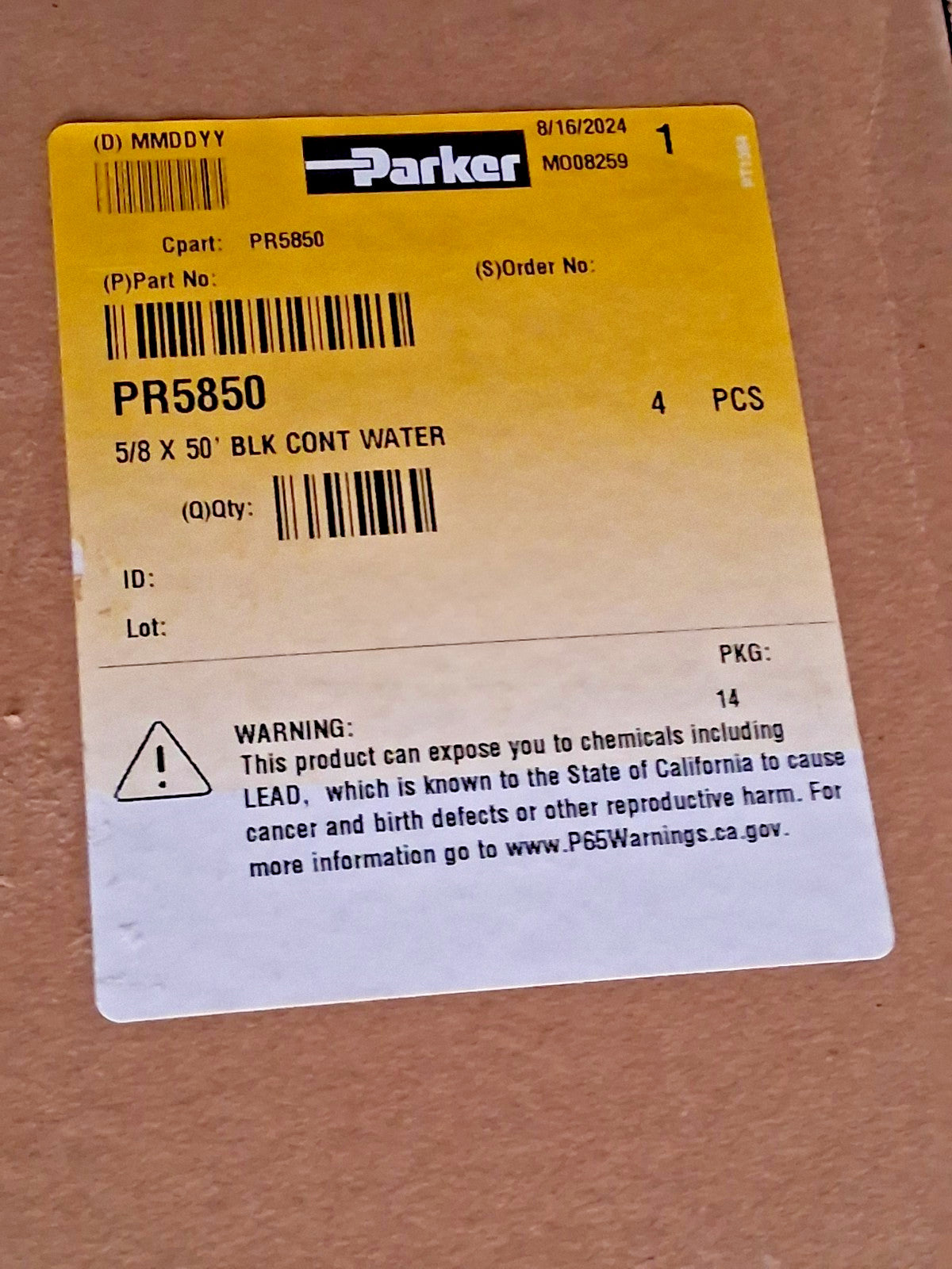 Parker Black Rubber Garden Hoses 50 ft 3/4" GHT Thread 125 psi PR5850