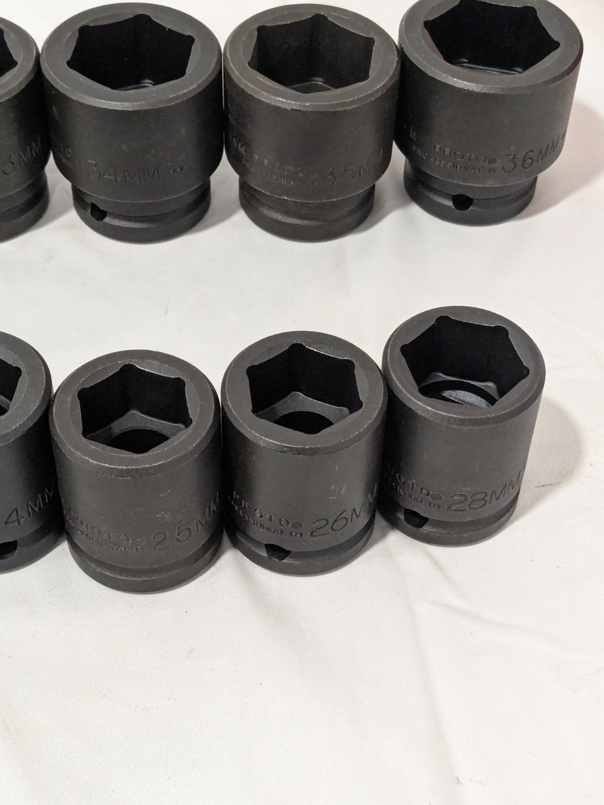 Proto Socket Set: Impact Standard, 16 Pc, 3/4" Drive, 19.00 to 36.00 mm J72103M