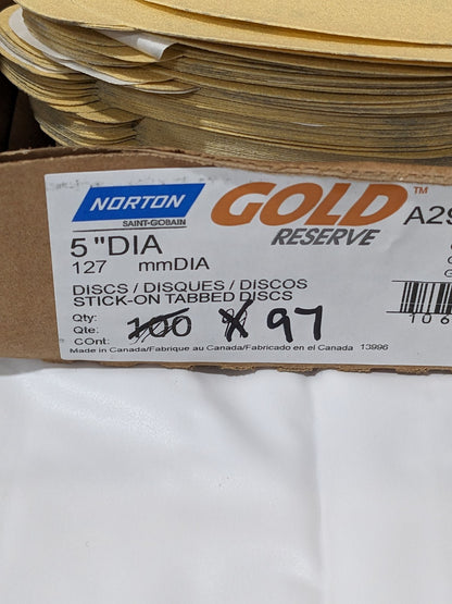 NORTON 5" Dia PSA Disc: 150 Grit, Aluminum Oxide Qty 97 66261038760