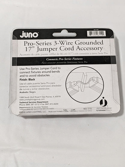 Juno Pro-Series 3-Wire Grounded 17" Jumper Cord Accessory, Black JC3-17-BL