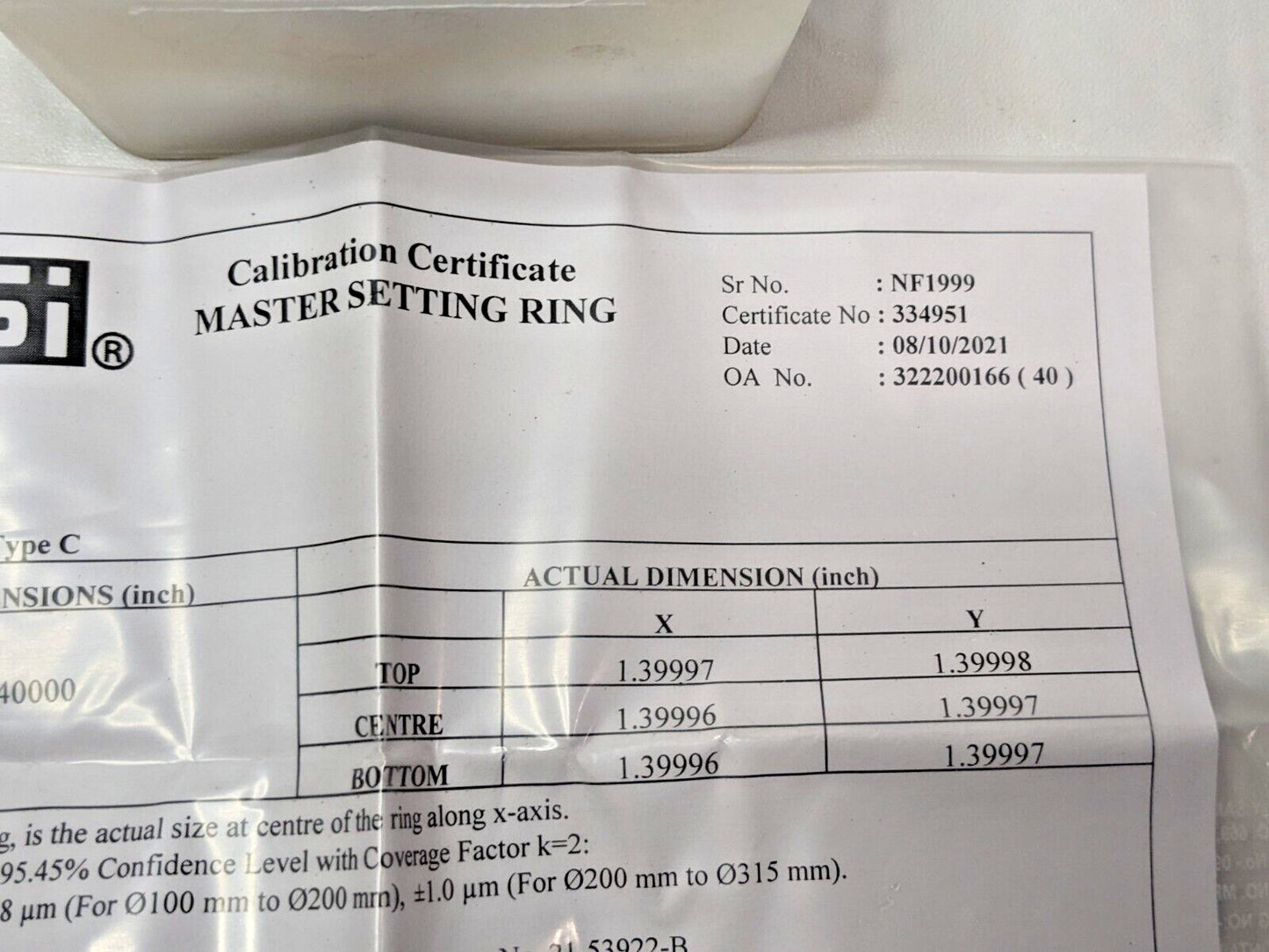 SPI Setting Ring 1.4" ID x 2-3/4" OD X 0.709" Thick 10-739-1