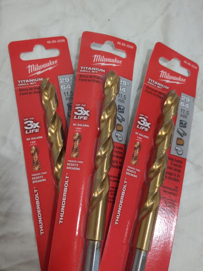 MILWAUKEE TOOL 3pk Jobber Length Drill Bit Drill Bit Size 29/64 48-89-2226