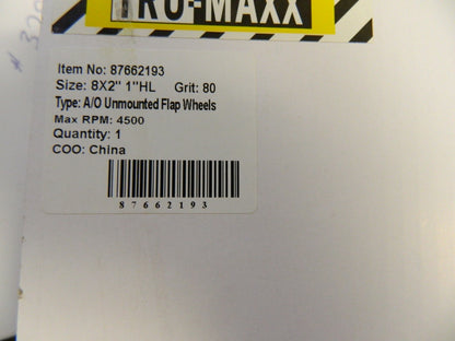 Tru-Maxx 8 x 2" 80 Grit Aluminum Oxide Unmounted Flap Wheel 87662193