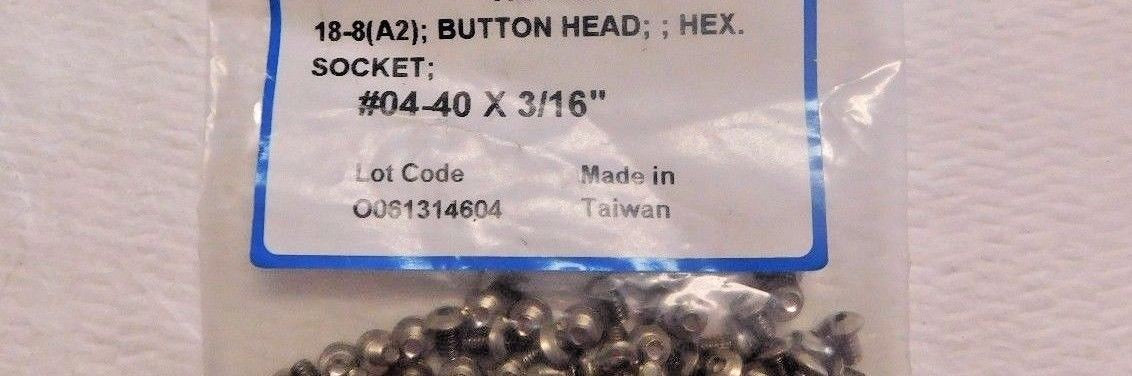 Pro Button Head SC Screw #4"-40 UNC Grade 18-8 QTY  600  67561688