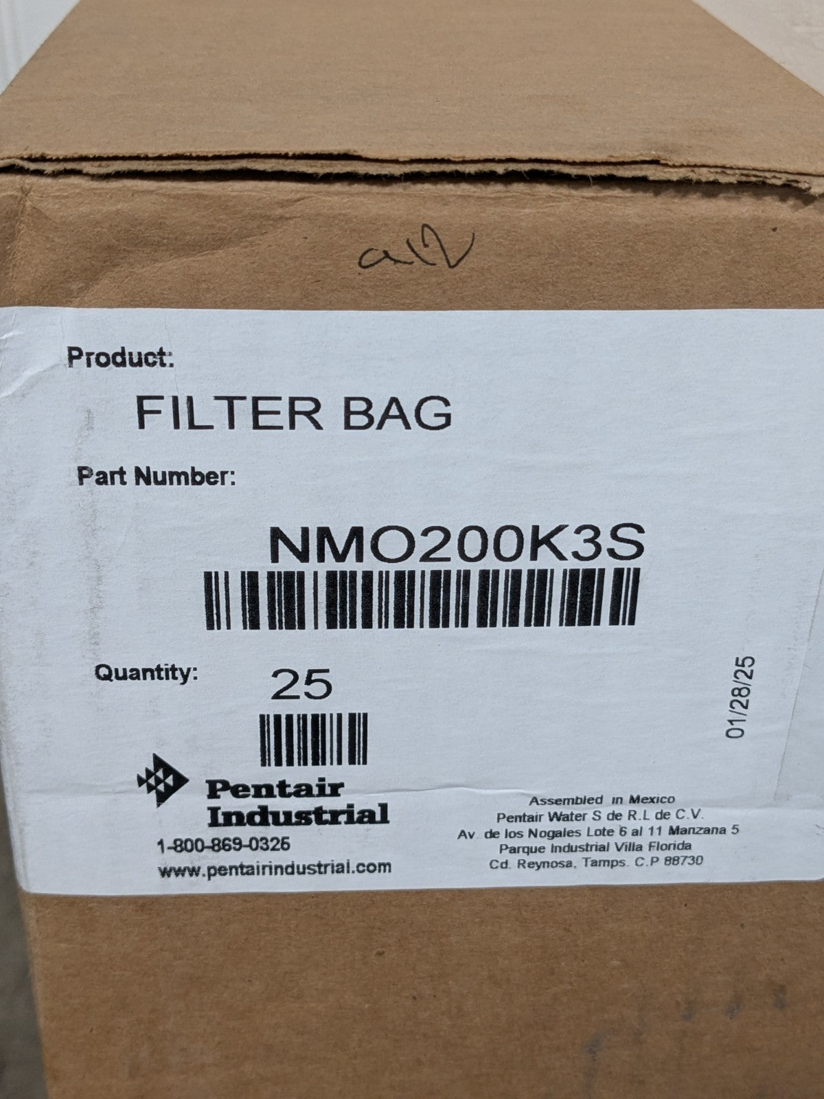 (25) Pentair 200 Micron, Size 3, 30 GPM Max Flow, High Flow Bag Filter NMO200K3S