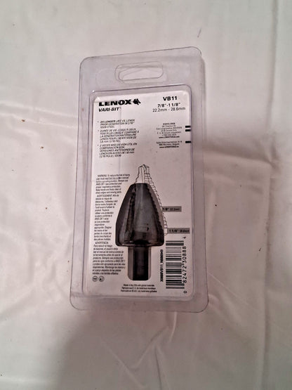 Lenox Step Drill Bit HSS 7/8" Min 1-1/8" Max 3/8" Shank Dia 30888VB11