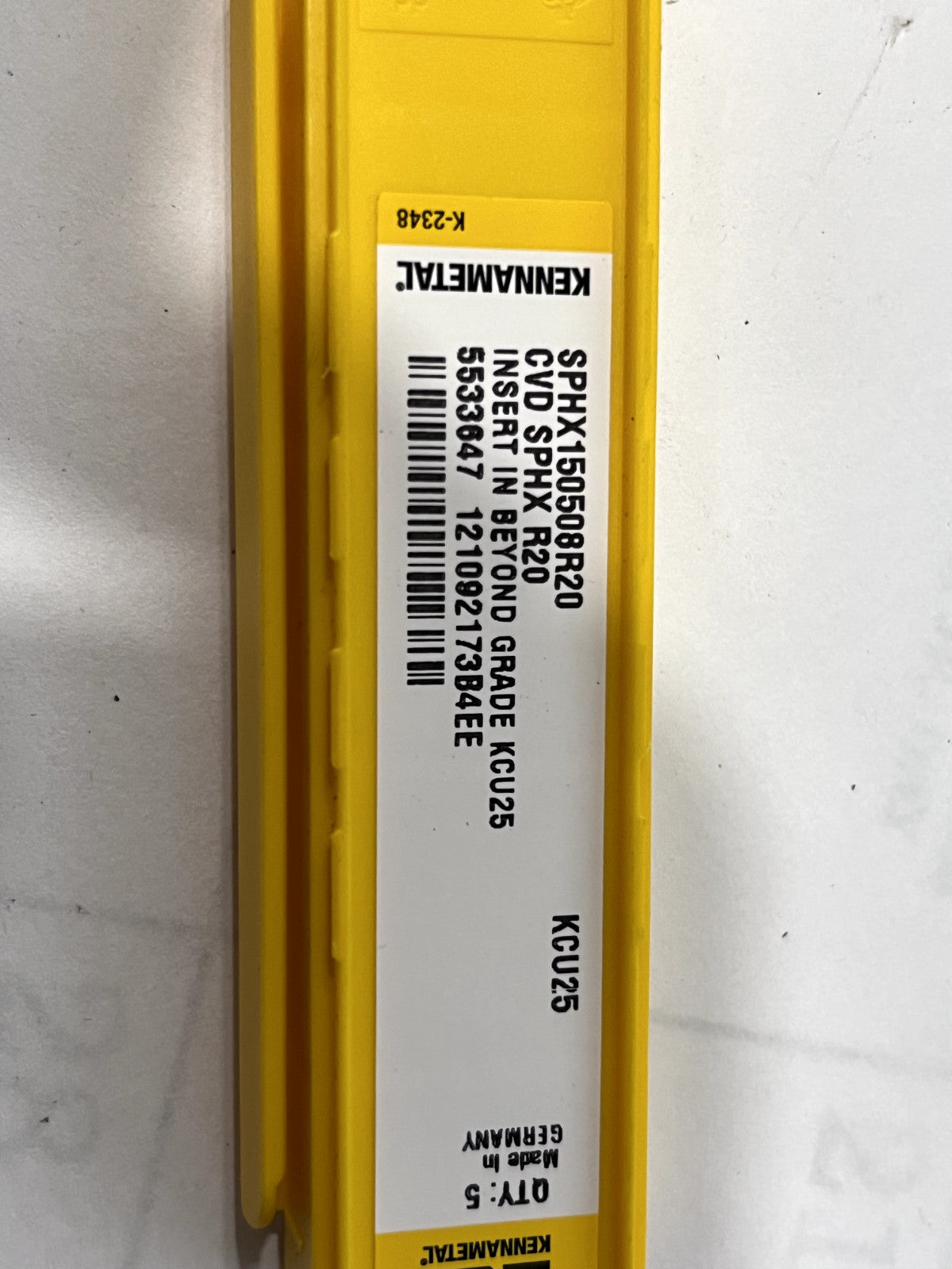Kennametal Indexable Drill Insert: SPHXR20 KCU25, Solid Carbide Pack of 5