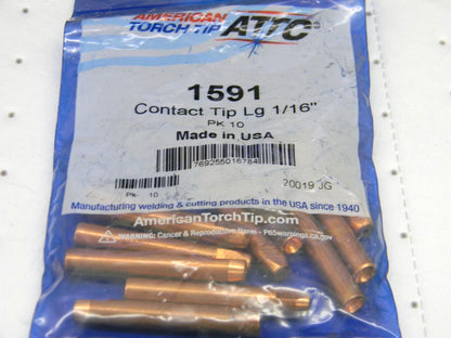 PRO-SOURCE 1/16" Wire OD, MIG Welder Contact Tips QTY 50 1591