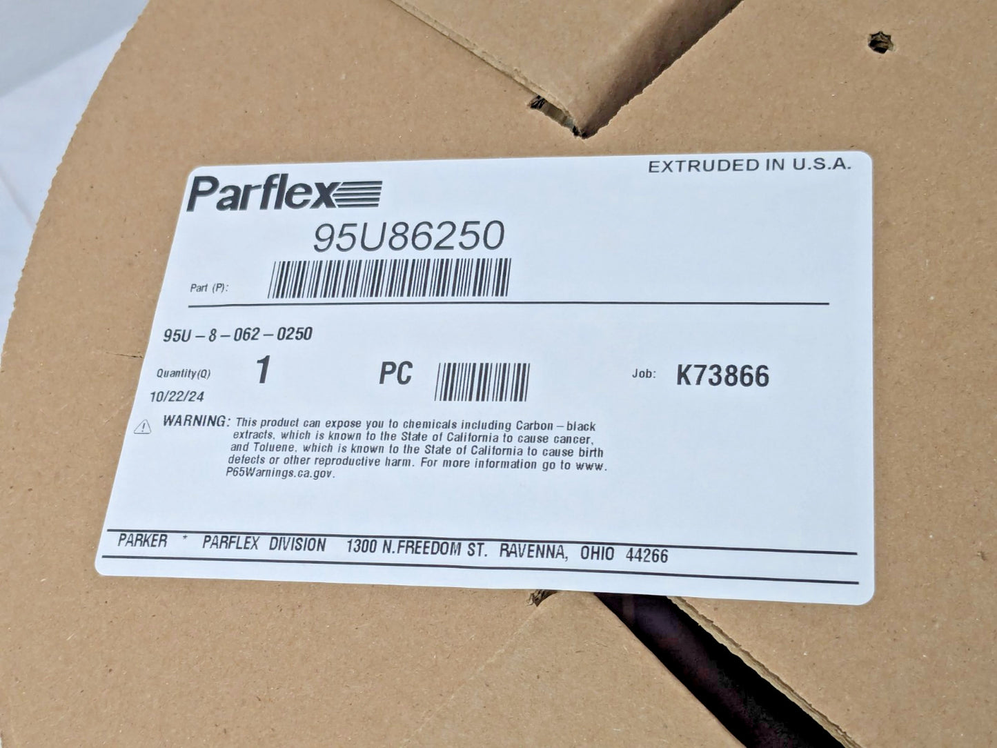 Parker Polyurethane Tube 3/8" ID x 1/2" OD X 250 Ft Long 95U-8-062-025