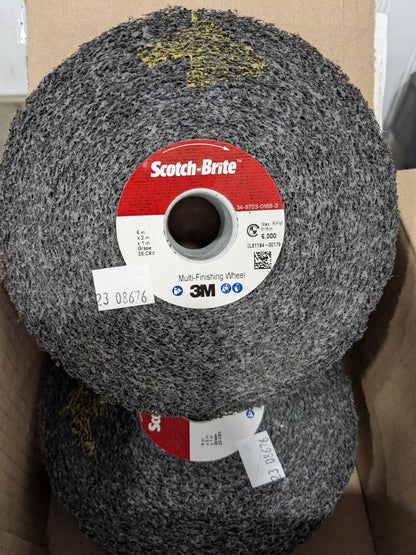 3M Deburring Wheel: 6" Dia, 2" Face Width, 1" Hole, 2 Density Qty